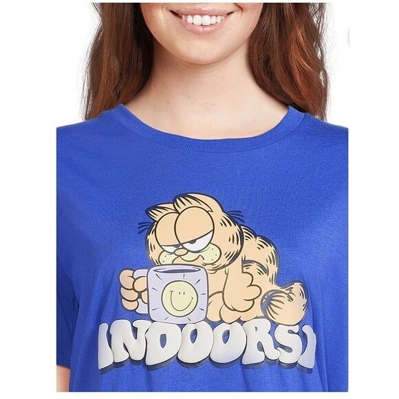 Garfield Juniors XXXL Graphic Boyfriend graphic Tee relaxed pullover Nickelodeon - Picture 3 of 4